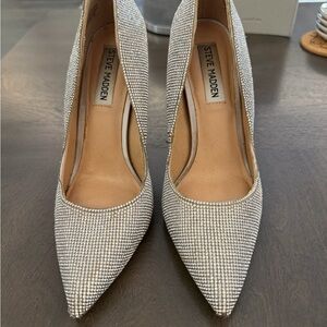 Steve Madden Silver Crystal Bedazzled Women's Shoes Daisie - 6.5